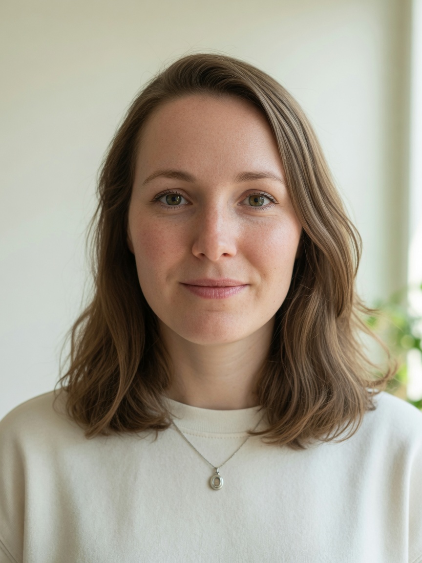 Front-facing portrait used as an AI age progression source photo